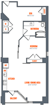 Legacy West End AD4H One Bedroom One Bathroom Floor Plan